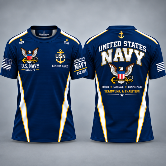 Custom Name United States Navy Veteran 3D T-Shirt