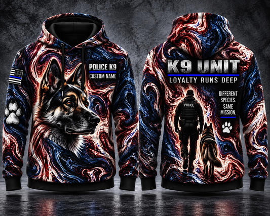 Police K9 Different Species Same Mission Custom Name 3D Hoodie