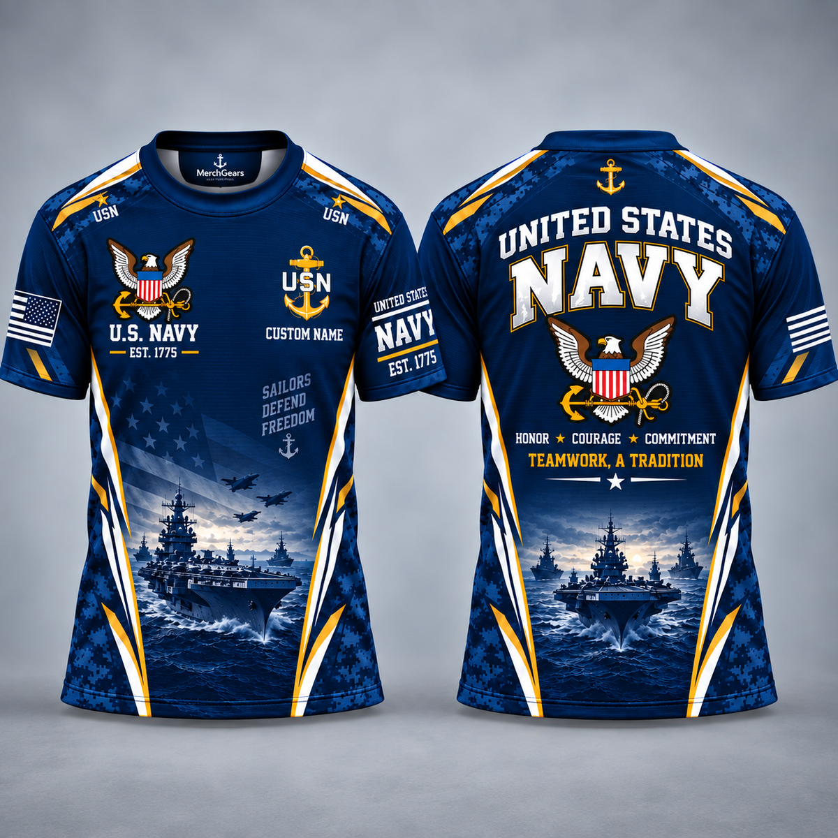 Custom Name United States Navy Veteran 3D T-Shirt