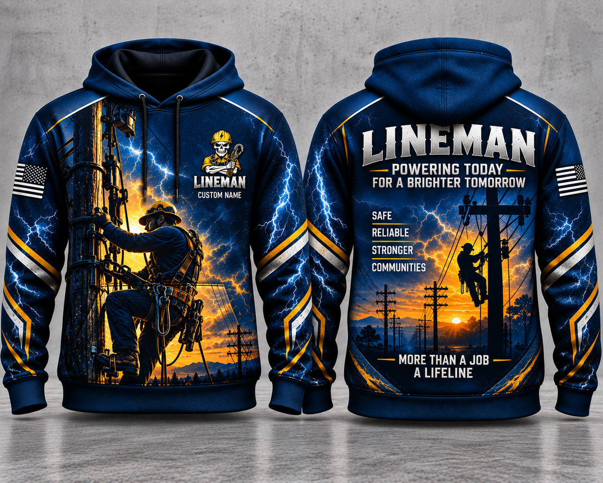 Personalized Lineman Powering Today For A Brighter Tomorrow 3D Hoodie