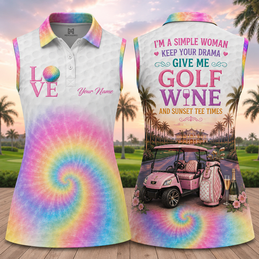 Personalized Pink Golf Cart Women's Golf Polo Shirt