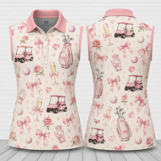 Pink Coquette Golf Women's Sleeveless Polo Shirt