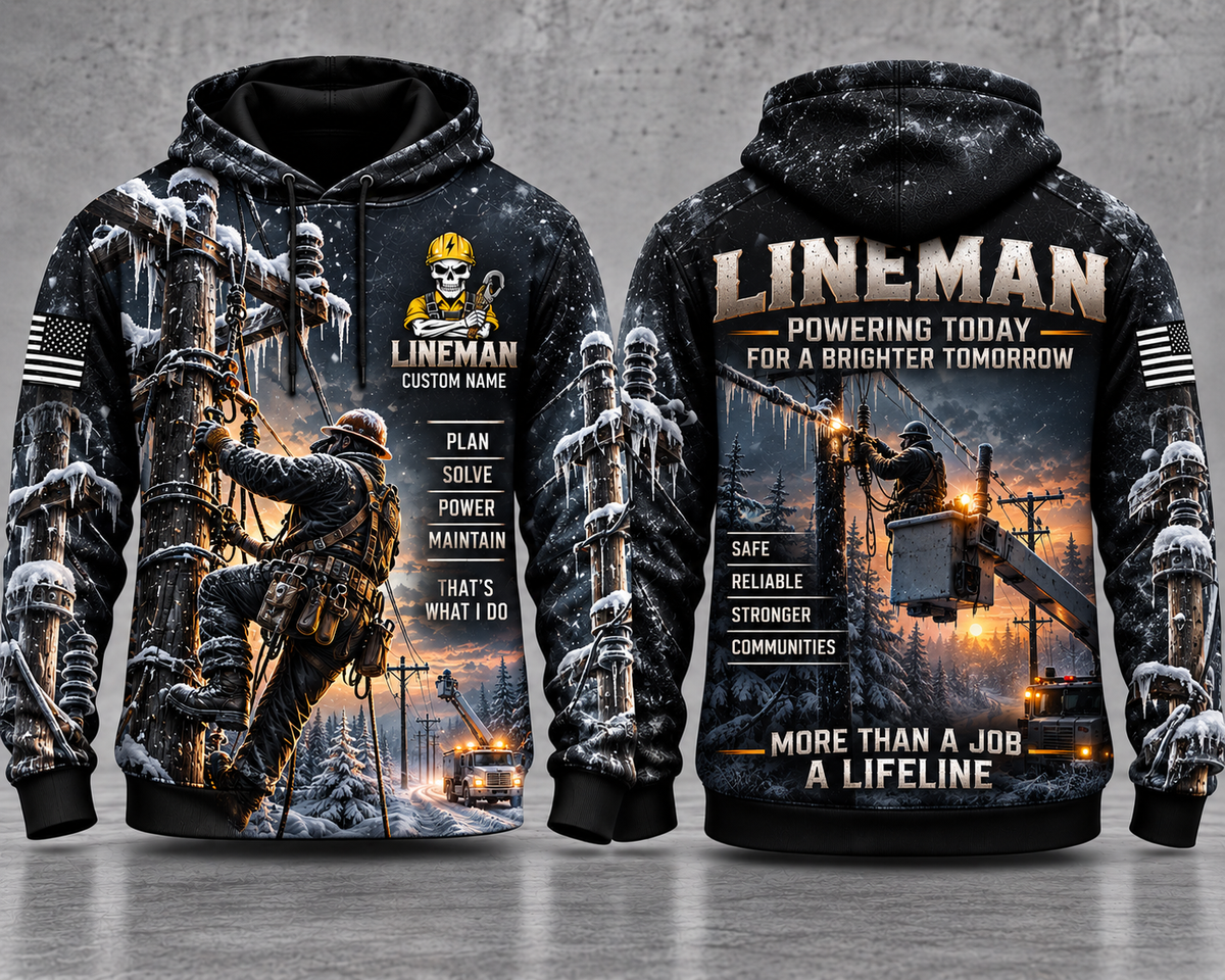 Personalized Lineman Winter Powering Today For A Brighter Tomorrow 3D Hoodie