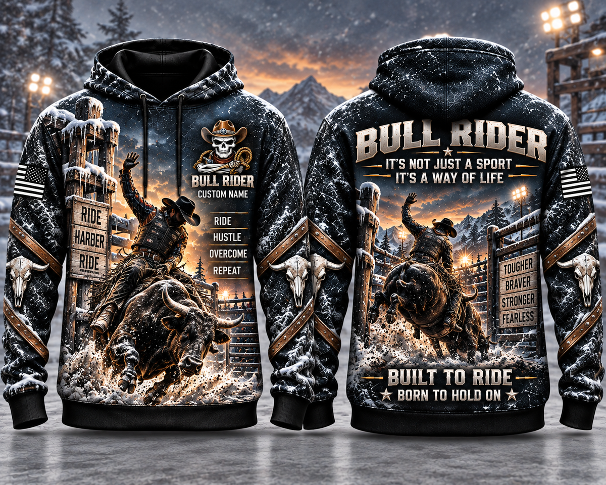 Personalized Bull Rider Winter Built To Ride Born To Hold On 3D Hoodie