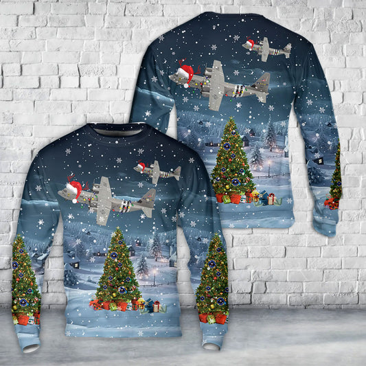 US Air Force Lockheed Martin C-130J-30 Super Hercules 62nd Airlift Squadron AOP Christmas Sweater