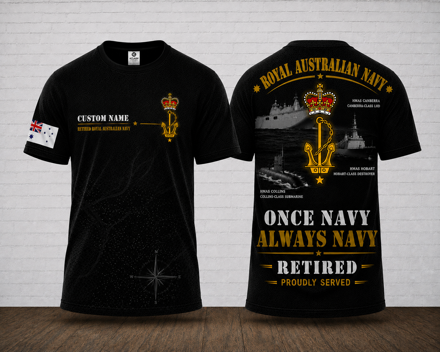 Custom Name Royal Australian Navy Retired Once Navy Always Navy 3D T-Shirt
