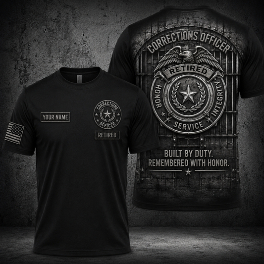Custom Name Retired Corrections Officer 3D T-Shirt - Personalized Correctional Officer Gift