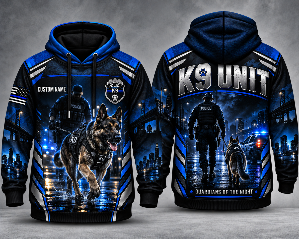 Custom Name Police K9 Unit Guardians of the Night 3D Hoodie