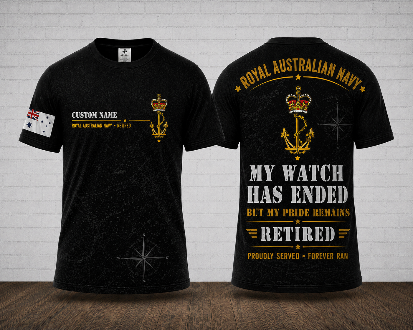 Custom Name Royal Australian Navy Retired My Watch Has Ended 3D T-Shirt