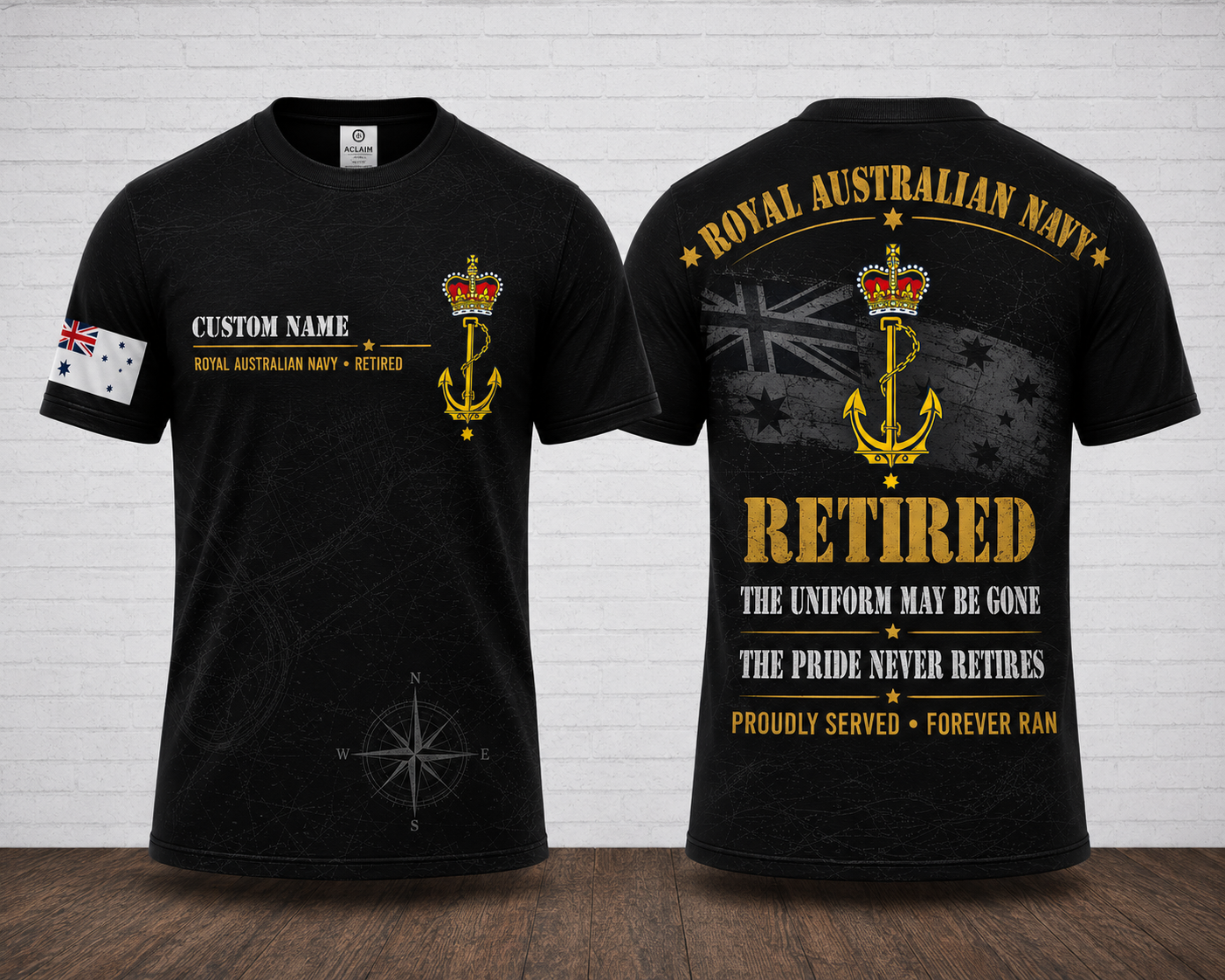 Custom Name Royal Australian Navy Retired The Pride Never Retires 3D T-Shirt