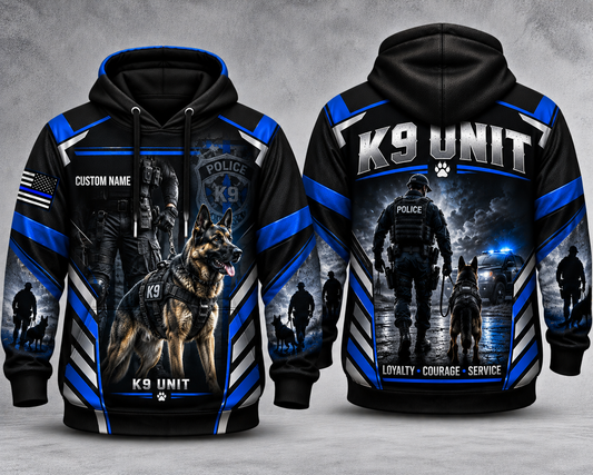 Custom Name Police K9 Unit Loyalty Courage Service 3D Hoodie