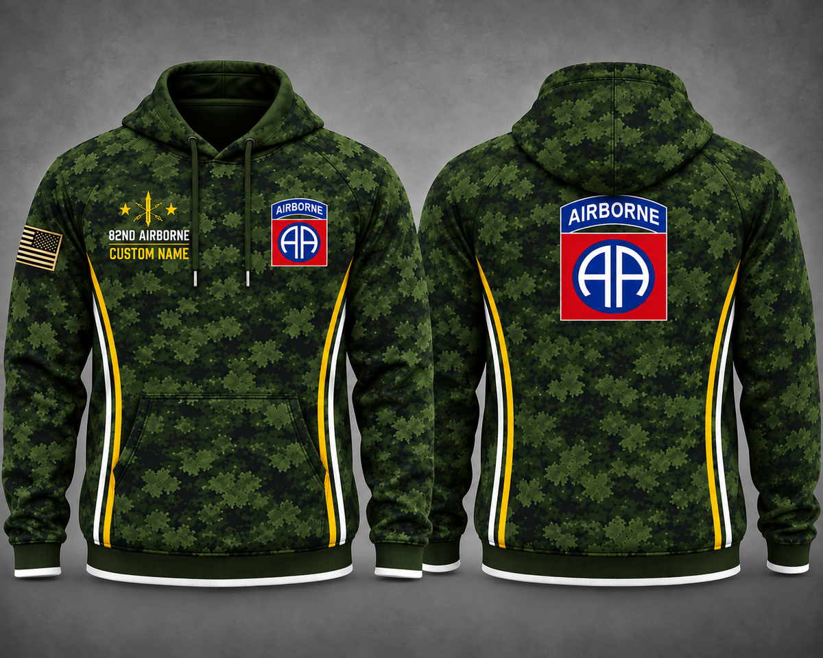 Custom Name US Army 82nd Airborne Camo 3D Hoodie