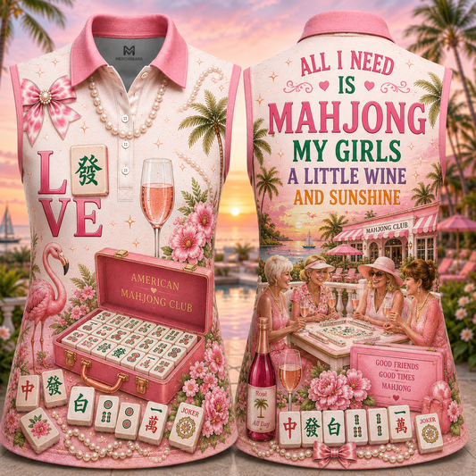 American Mahjong Club Women's Sleeveless Polo Shirt