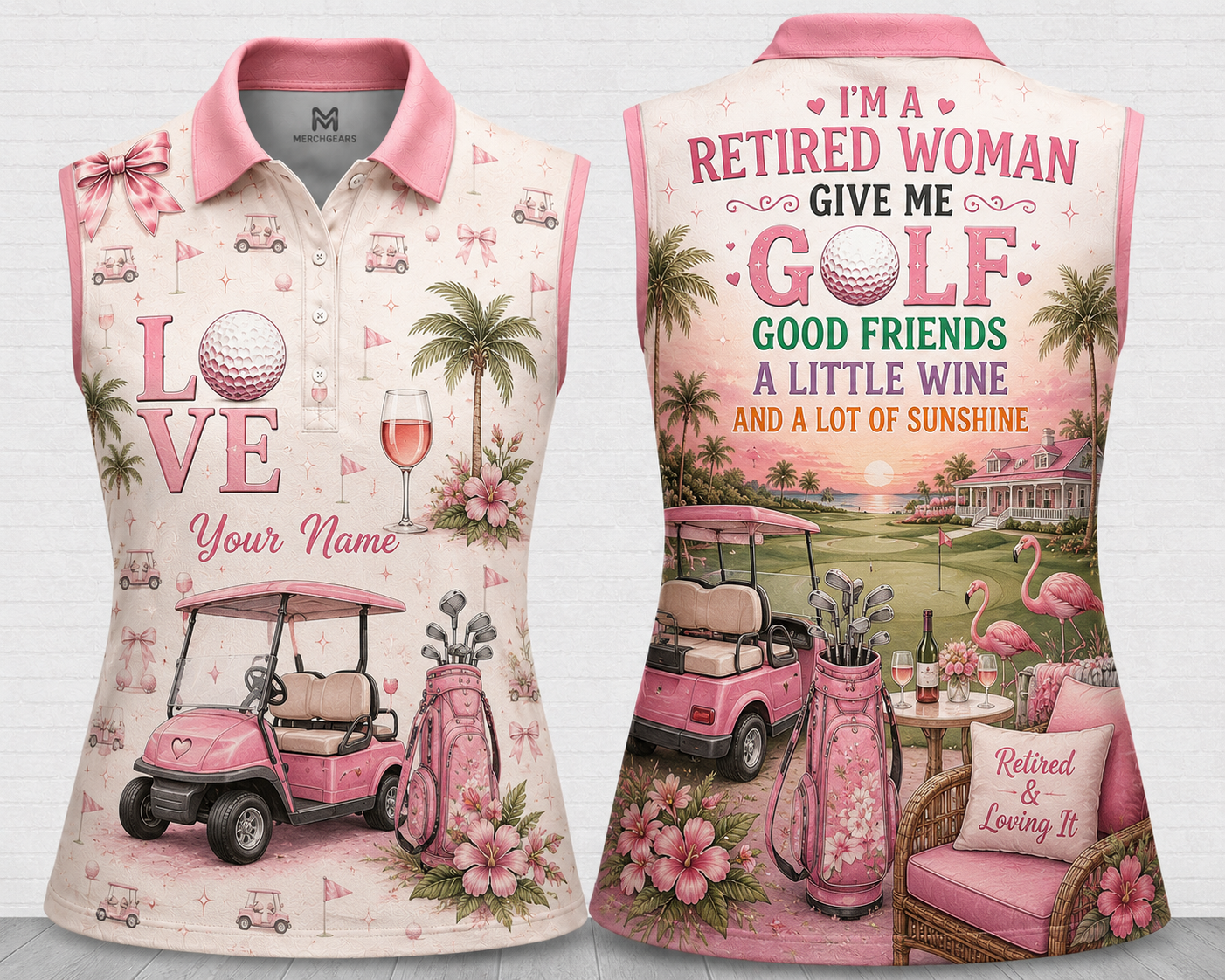 Personalized I'm A Retired Woman Golf Women's Sleeveless Athleisure Polo Shirt
