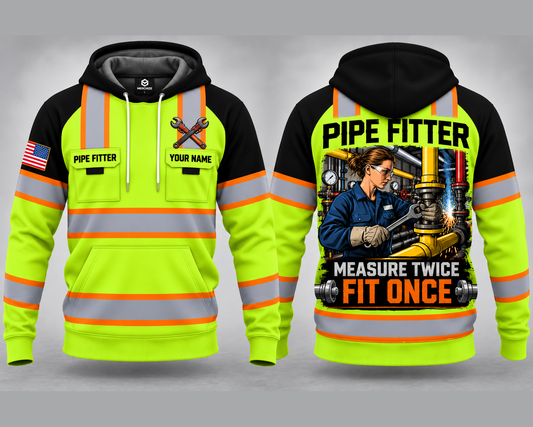 Personalized Pipe Fitter Measure Twice Fit Once 3D Hoodie
