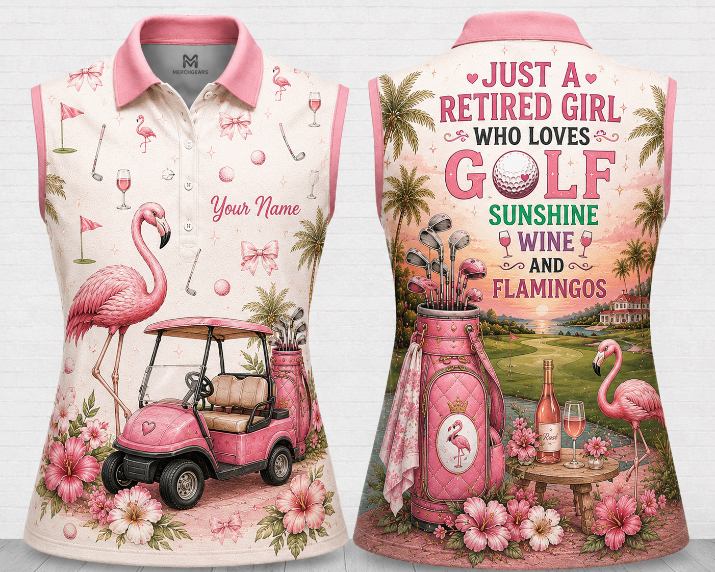 Personalized Just A Retired Girl Who Loves Golf Women's Sleeveless Athleisure Polo Shirt