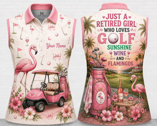 Personalized Just A Retired Girl Who Loves Golf Women's Sleeveless Athleisure Polo Shirt