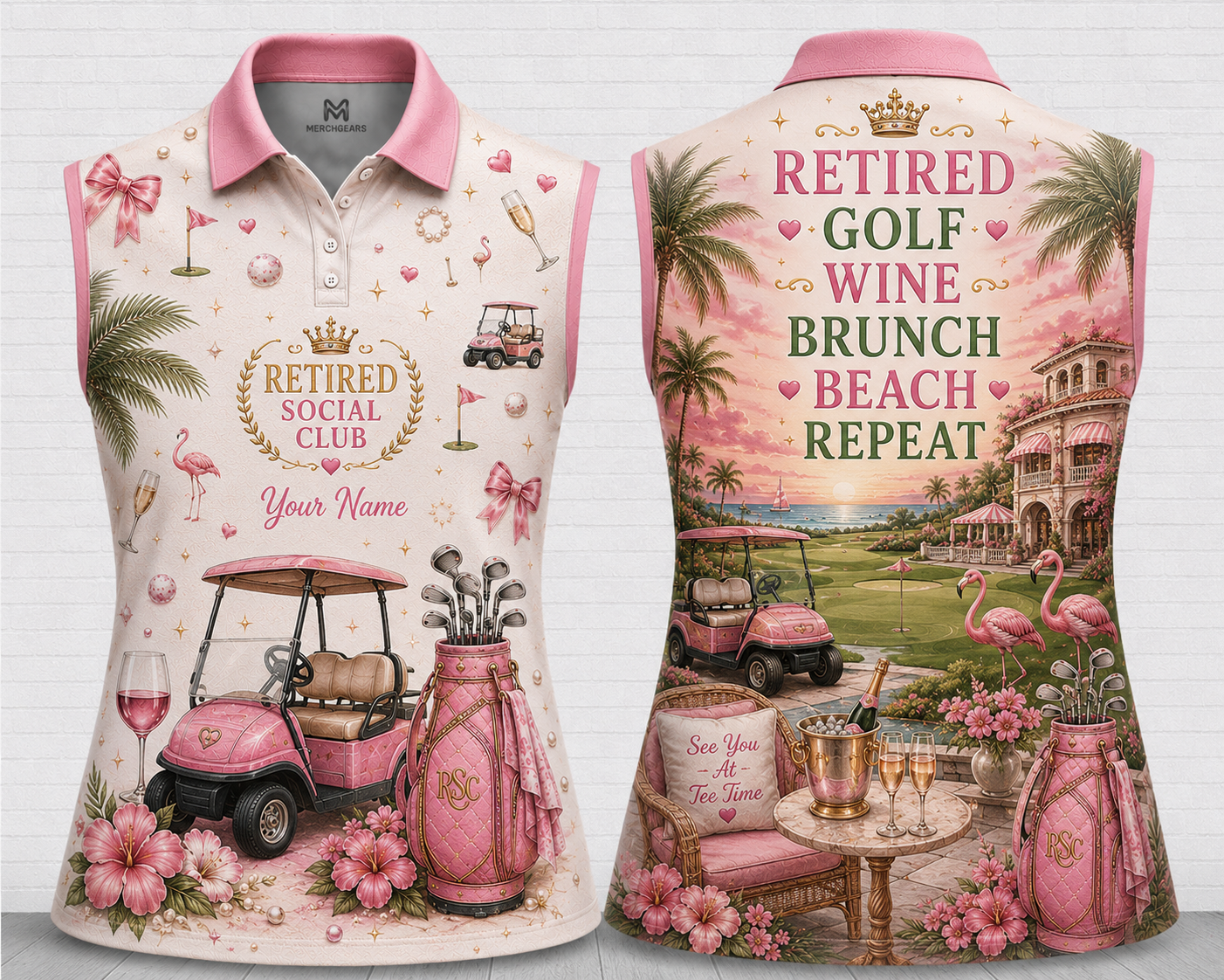 Personalized Retired Social Club Golf Women's Sleeveless Athleisure Polo Shirt