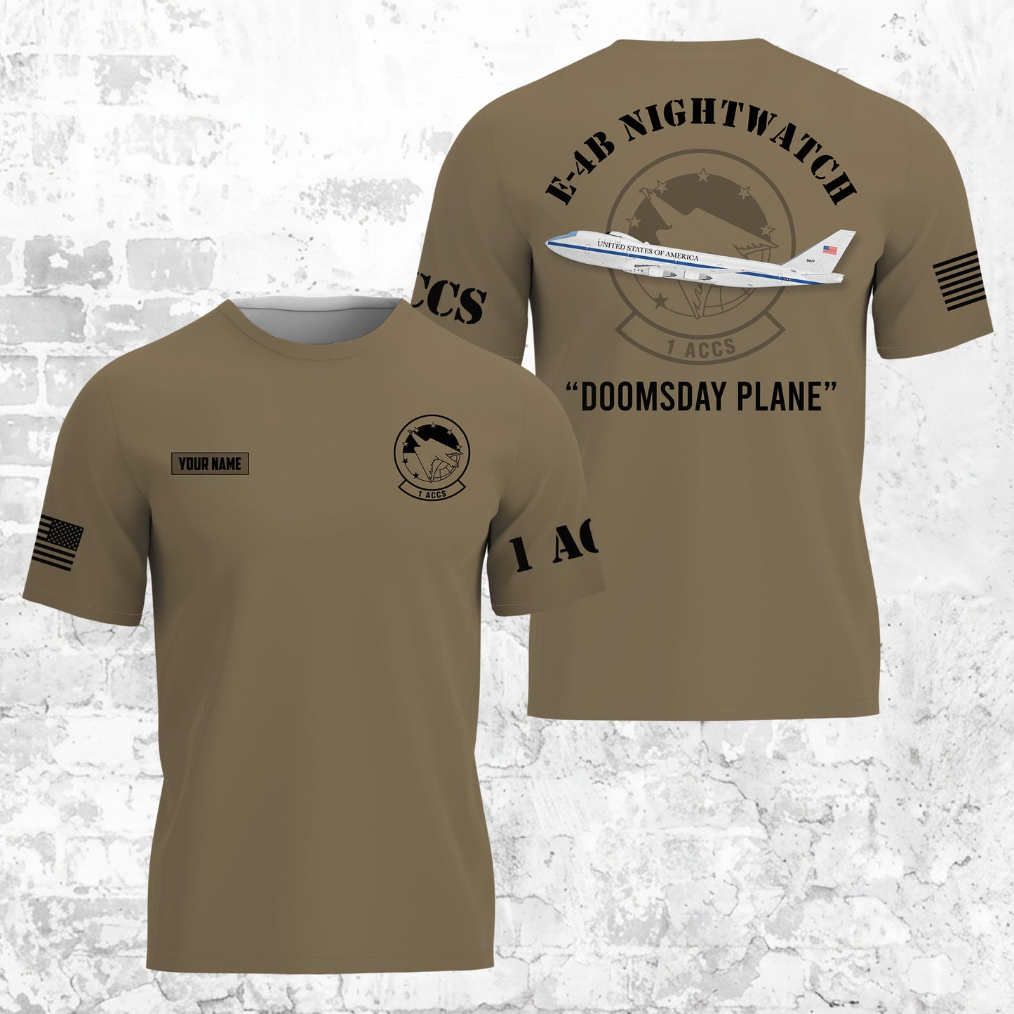 Custom Name 1st Airborne Command and Control Squadron - E-4B Nightwatch (Boeing 747-200) 3D T-shirt