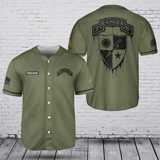 Custom Name & Rank U.S Army 3rd Battalion 75th Ranger Regiment Baseball Jersey