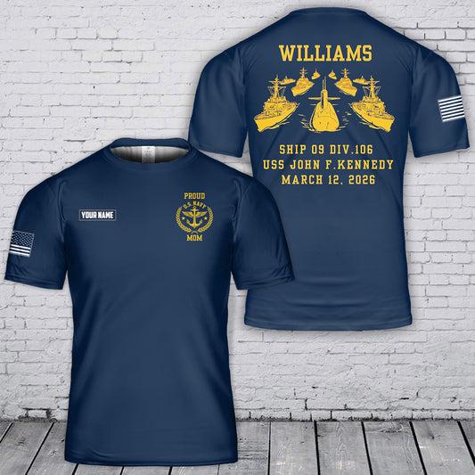 Custom Navy Mom with Ship Name 3D T-Shirt
