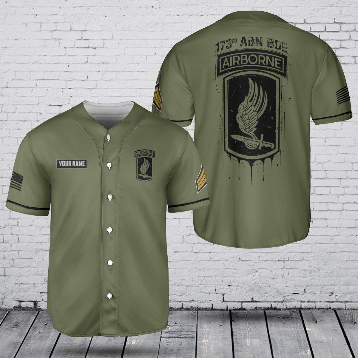 Custom Name & Rank U.S Army 173rd Airborne Brigade Baseball Jersey