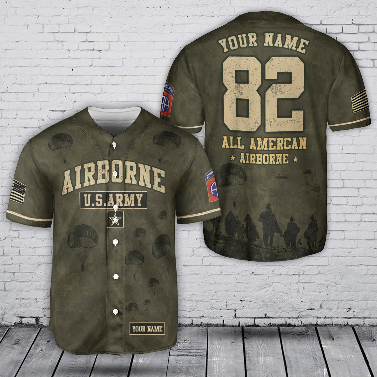 Custom Name & Number U.S Army 82nd Airborne Division Baseball Jersey