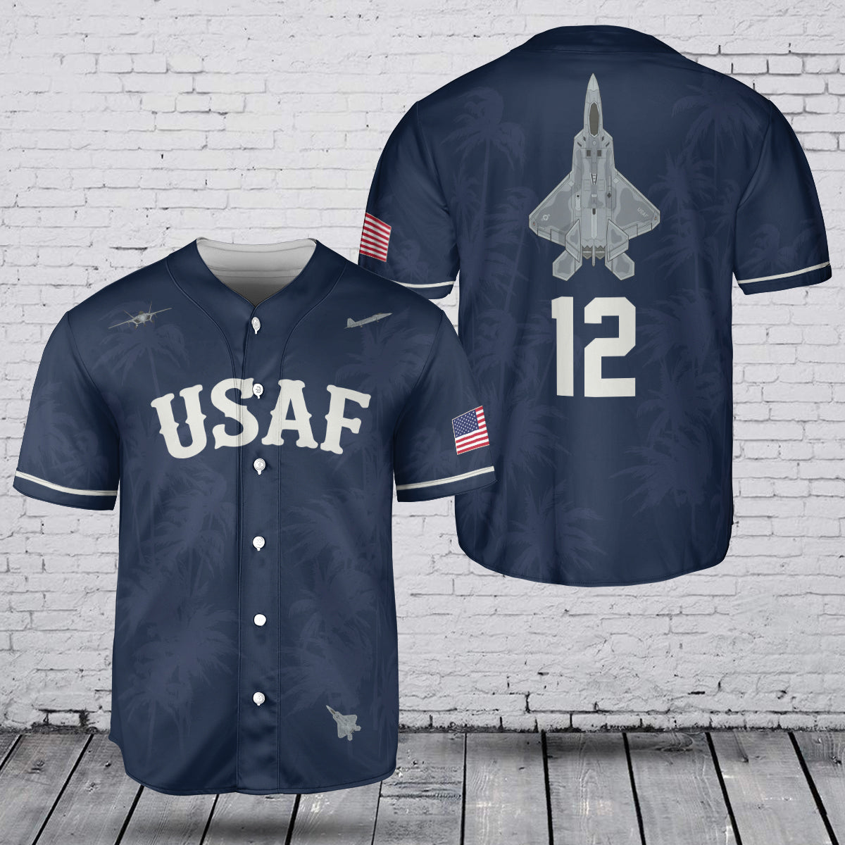 Custom Number USAF Lockheed Martin F-22 Raptor Baseball Jersey