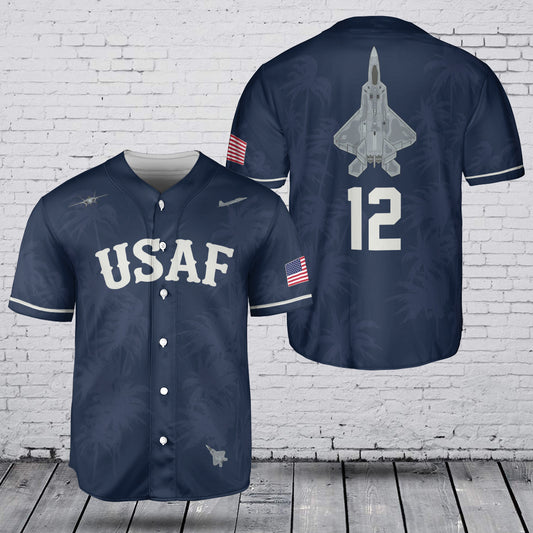 Custom Number USAF Lockheed Martin F-22 Raptor Baseball Jersey