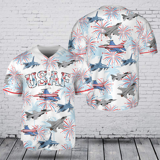USAF F-16 Fighting Falcon 250th Anniversary,  4th of July Baseball Jersey