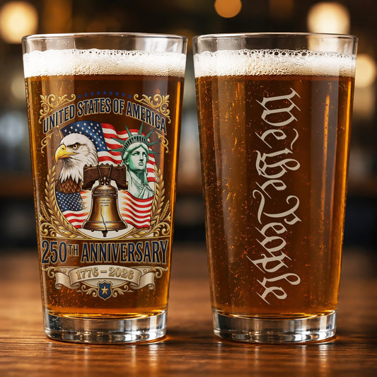 250th Anniversary United States, 1776-2026 Patriotic USA Pint Glass Beer Mug