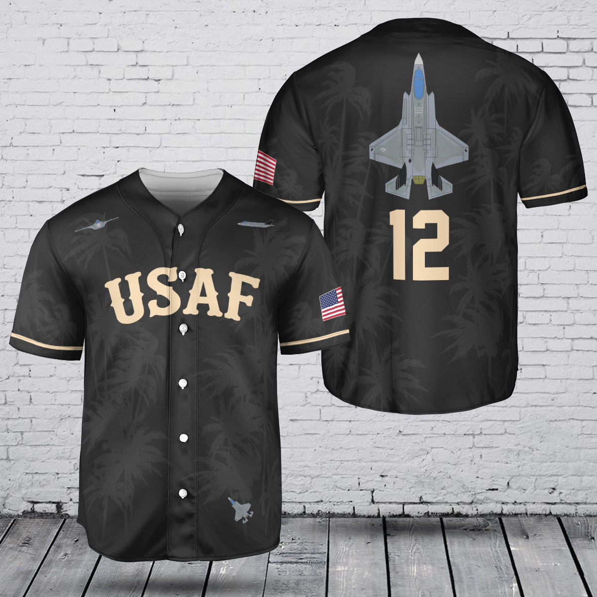 Custom Number USAF Lockheed Martin F-35 Lightning II Baseball Jersey