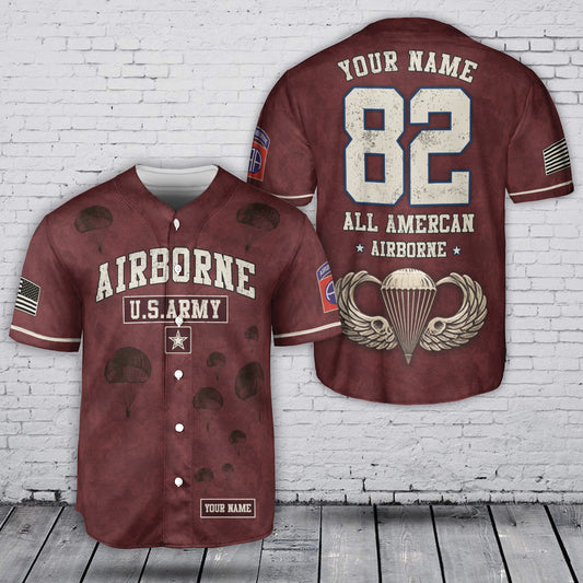 Custom Name & Number U.S Army 82nd Airborne Division Baseball Jersey