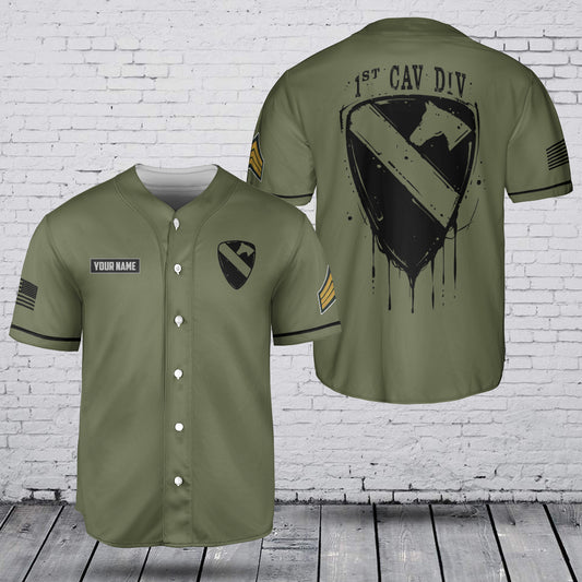 Custom Name & Rank U.S Army 1st Cavalry Division Baseball Jersey