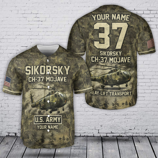 Custom Name & Number U.S Army Sikorsky CH-37 Mojave Baseball Jersey