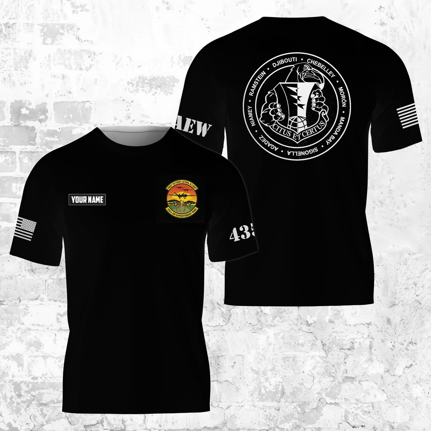 Custom Name 435th Air Expeditionary Wing (435 AEW) 3D T-shirt