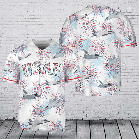 USAF F-35 Lightning II 250th Anniversary, 4th of July Baseball Jersey