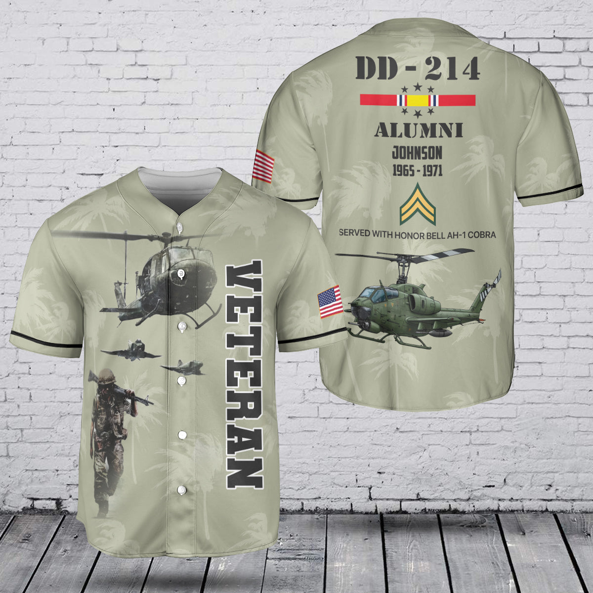 Custom Name & Rank U.S Army Bell AH-1 Cobra Baseball Jersey TT2403PK04