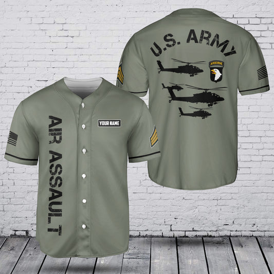 Custom Name & Rank U.S Army 101st Airborne Division UH-60 Black Hawk Baseball Jersey