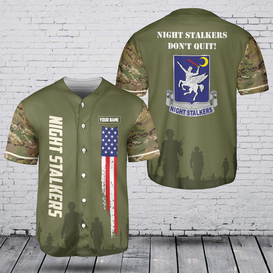 Custom Name 160th Special Operations Aviation Regiment (Night Stalkers) Baseball Jersey