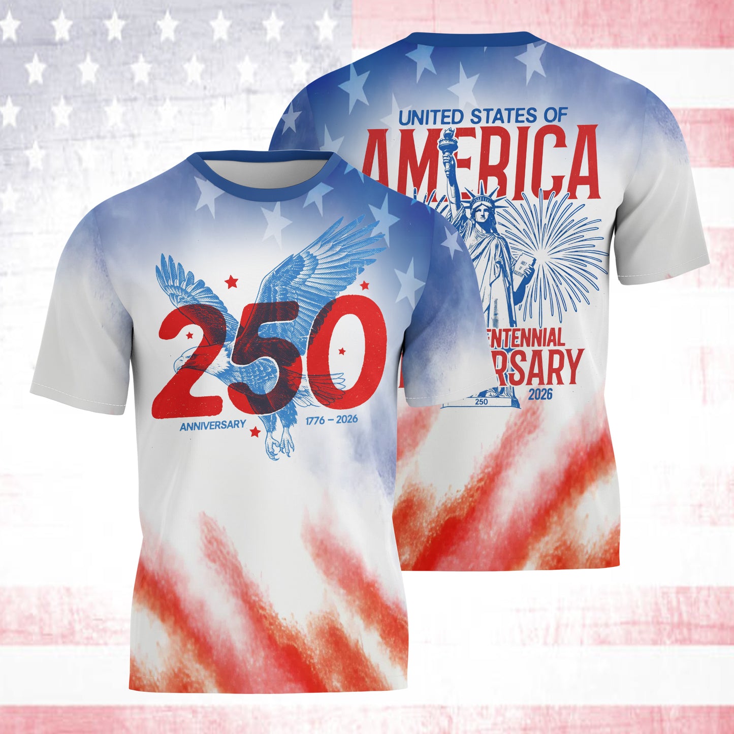 America 250th Anniversary, USA Independence Day 4 of July  3D T-Shirt