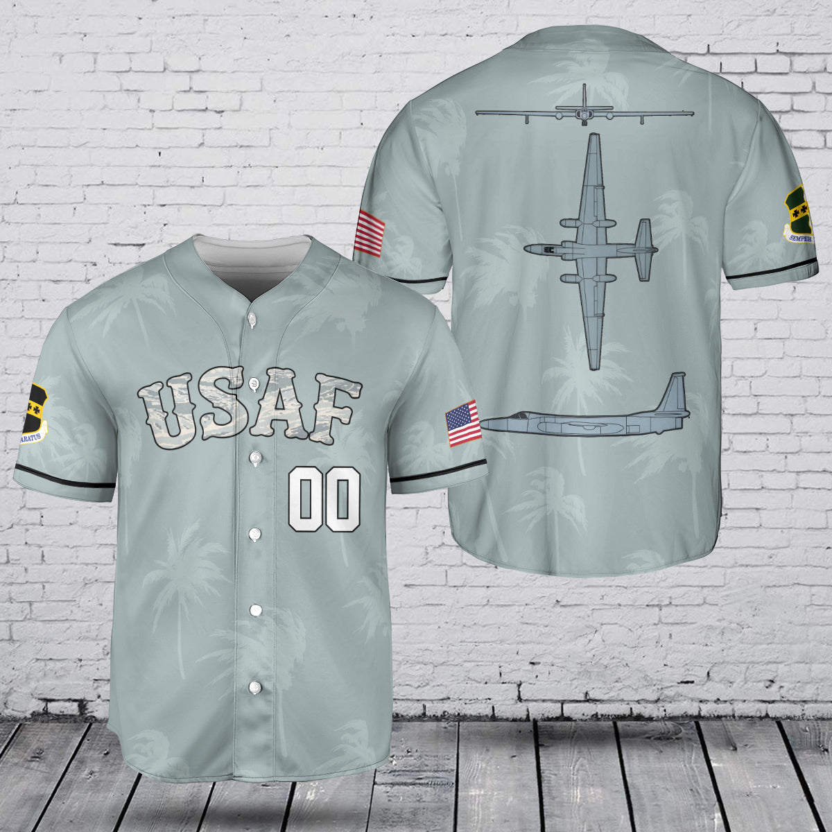 Custom Number USAF 9th Reconnaissance Wing U-2S Dragon Lady Baseball Jersey