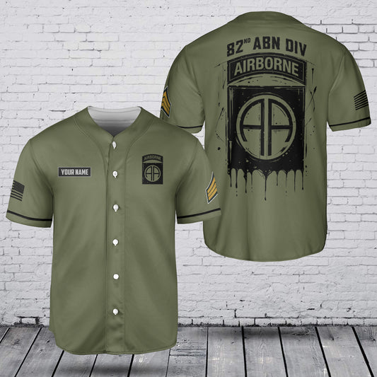 Custom Name & Rank U.S Army 82nd Airborne Division Baseball Jersey