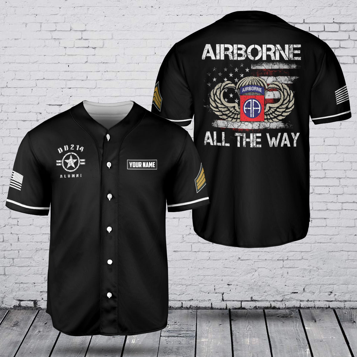 Custom Name & Rank U.S Army 82nd Airborne Division Baseball Jersey