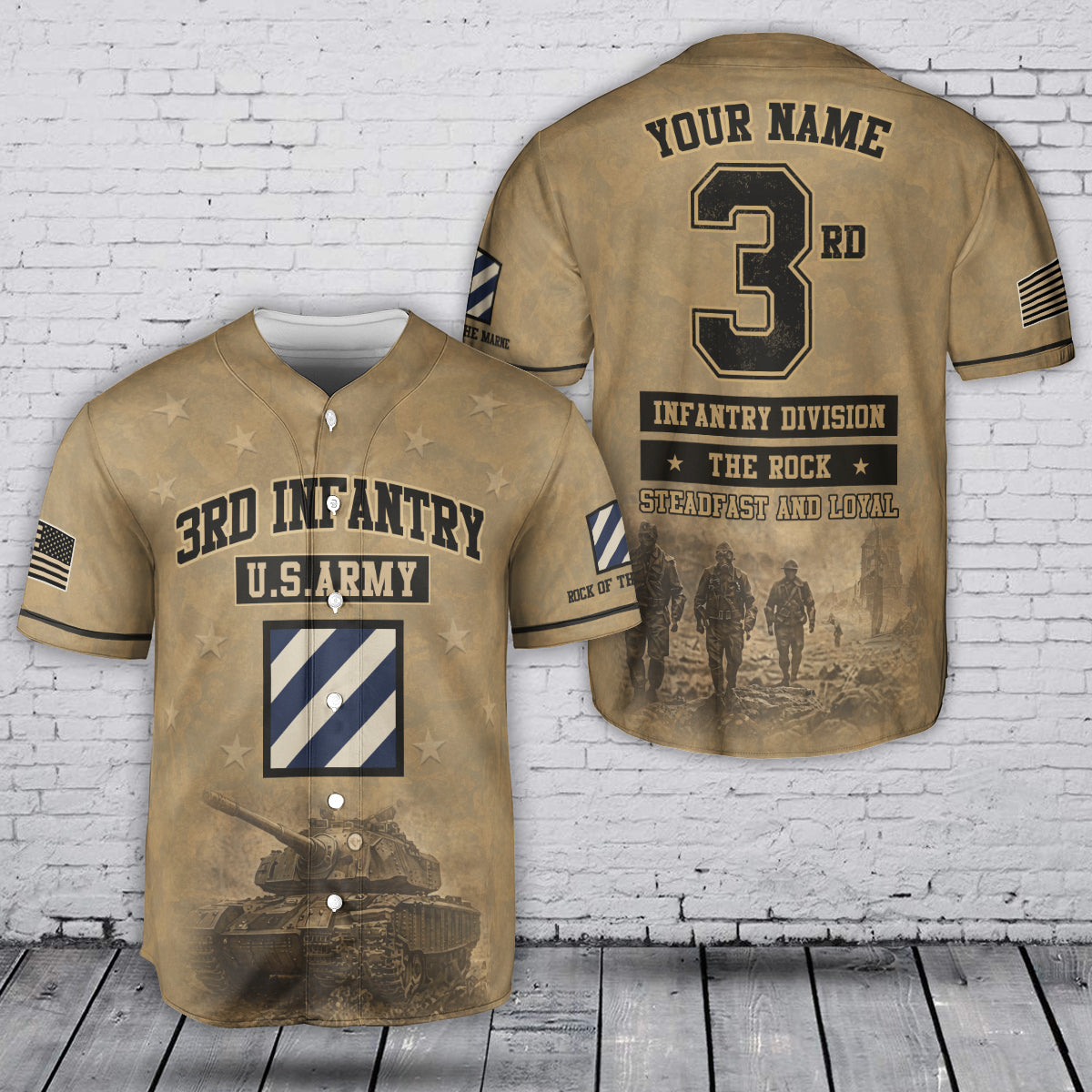 Custom Name & Number 3rd Infantry Division Baseball Jersey