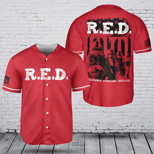 Remember Everyone Deployed (RED Friday) Military Baseball Jersey