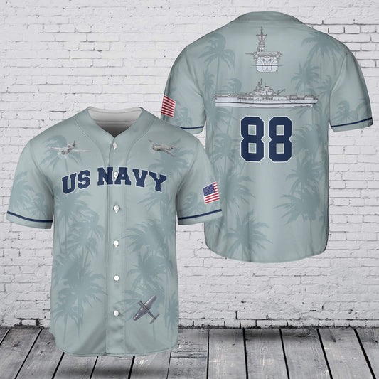 Custom Number U.S Navy USS Enterprise (CV-6) - F4F Wildcat, SBD-3 Dauntless Baseball Jersey