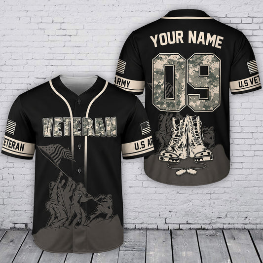 Custom Name US Army Veteran Baseball Jersey