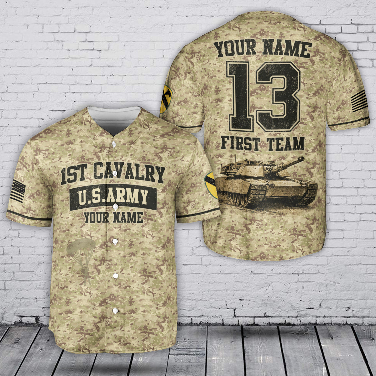 Custom Name & Number U.S Army 1st Cavalry Division Baseball Jersey