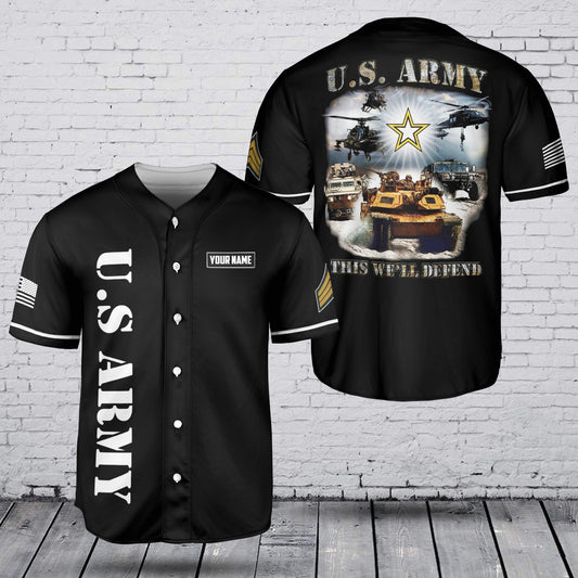 Custom Name & Rank U.S Army Baseball Jersey